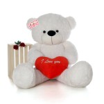 Grabadeal Fat Teddy Bear holding I Love You Heart (White) - 150 cm